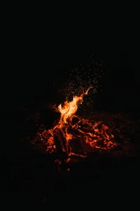 bonfire, dark, black background, campfire, flame