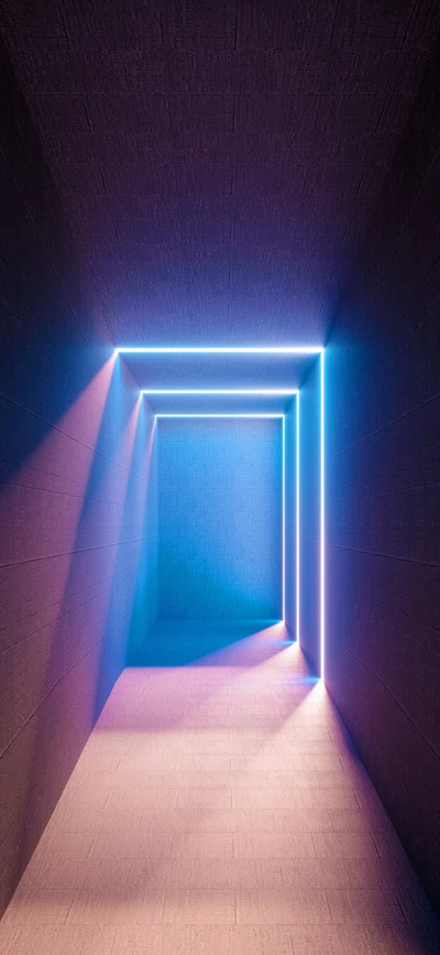 Passage illuminé en bleu électrique et azur