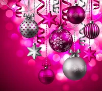 abstract, background, balls, christmas decoration, pink decor