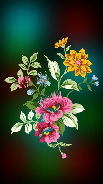 Vibrant Floral Arrangement on a Gradient Background