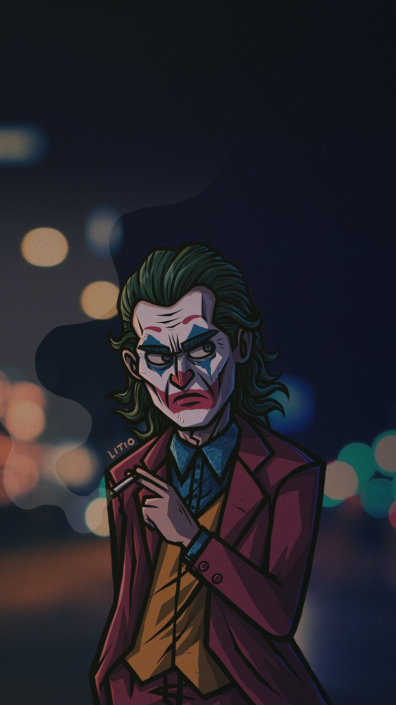 Джокер курит сигарету в темную ночь (dc comics, джокер, joker, литий)