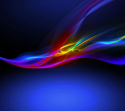 Design abstrait de vagues colorées pour Sony Xperia Z, avec des dégradés vibrants et une esthétique élégante.