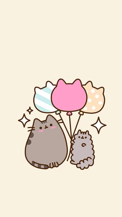 balloons, bestfriends, pusheen