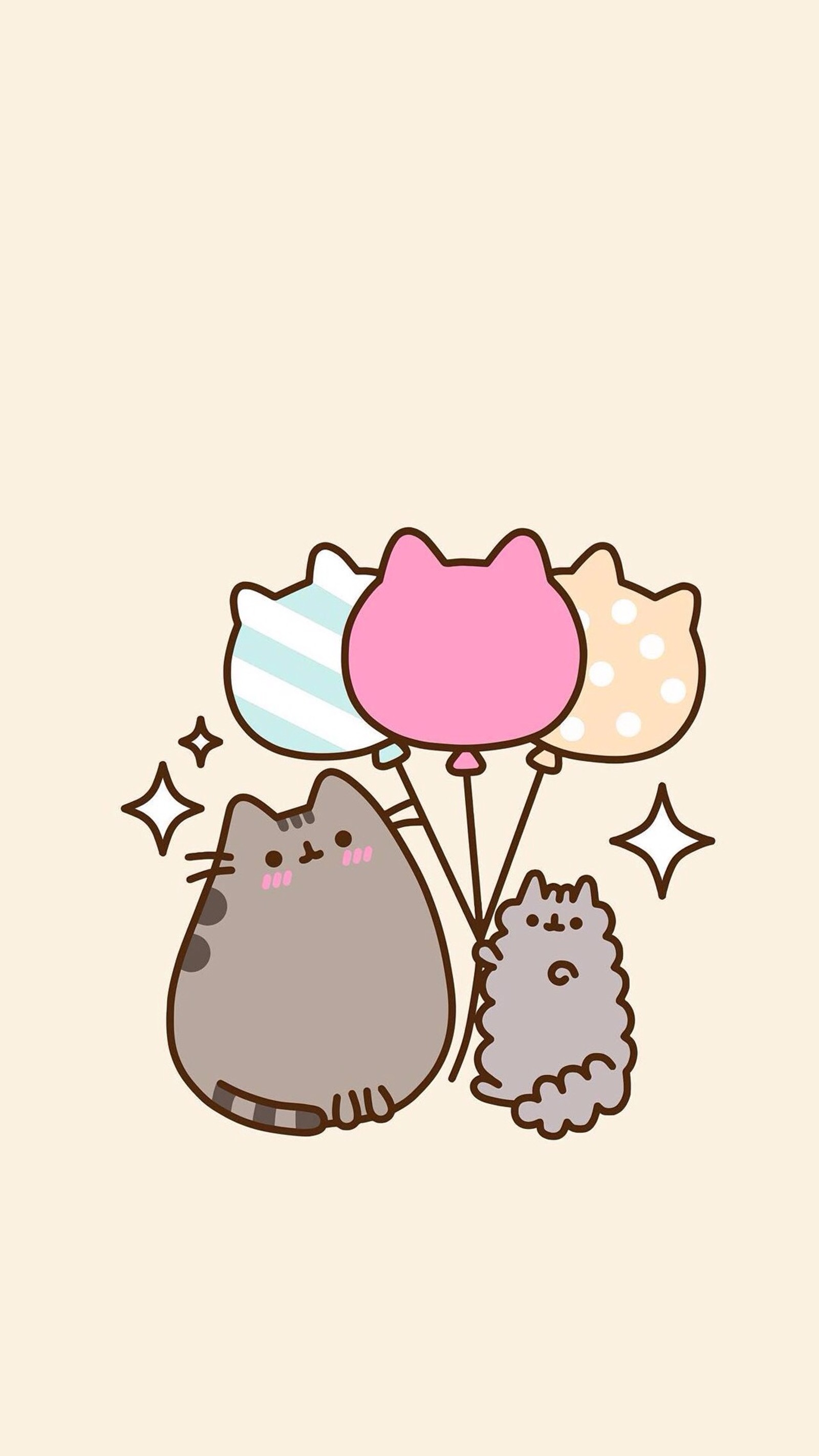 Скачать обои воздушные шары, лучшие друзья, пушин, pusheen