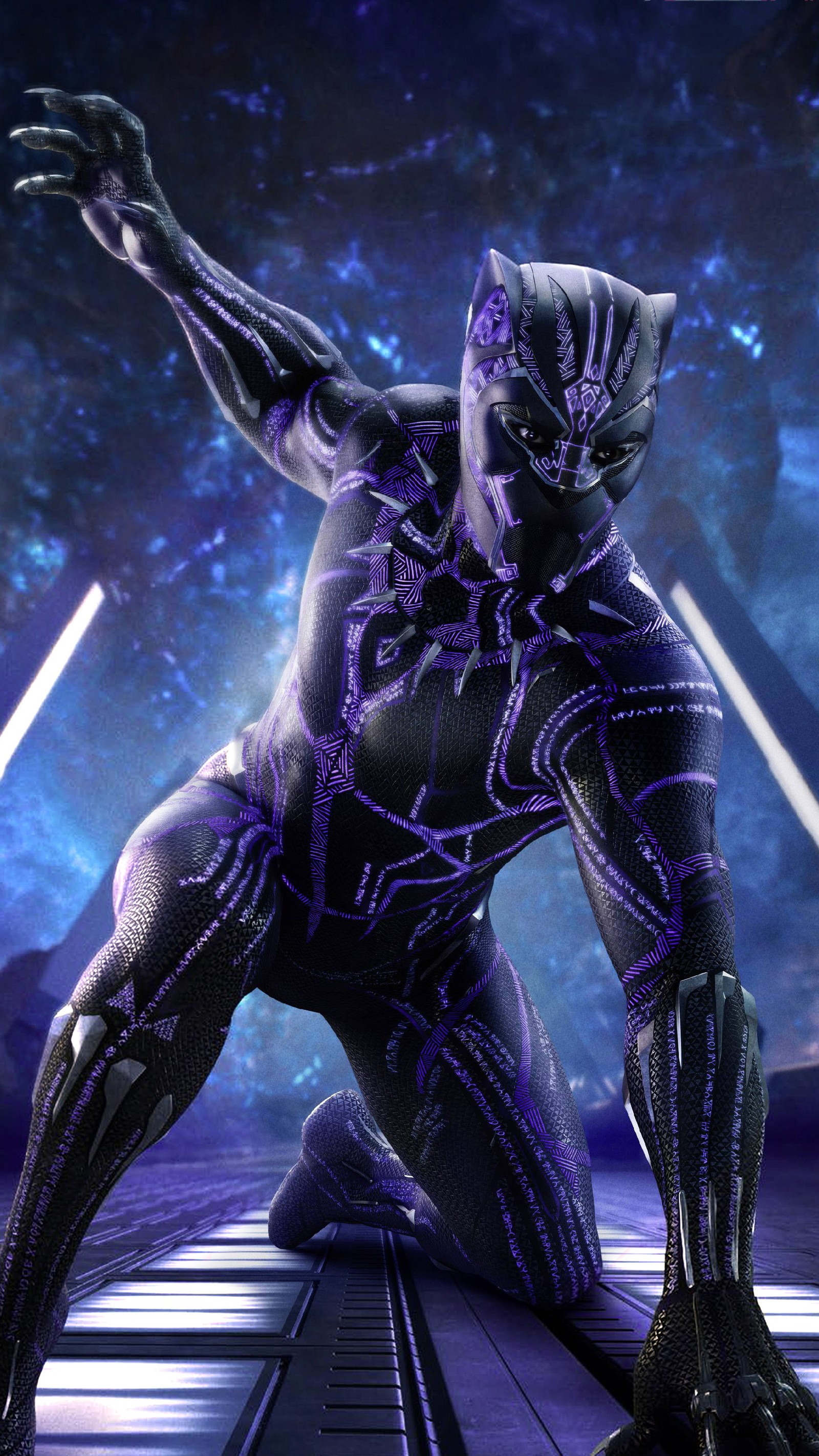 A close up of a person in a black suit on a platform (ball, black panther, diablo, dragon, mortal)