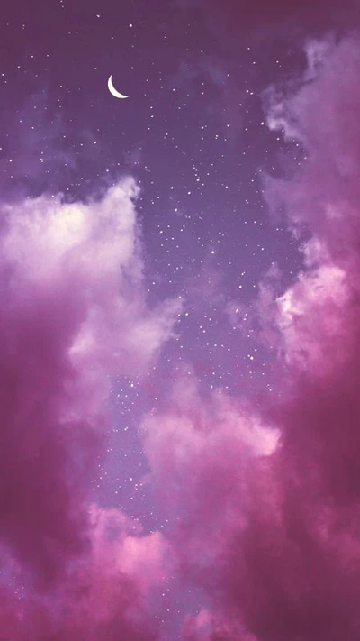 clouds, moon, purple, sky