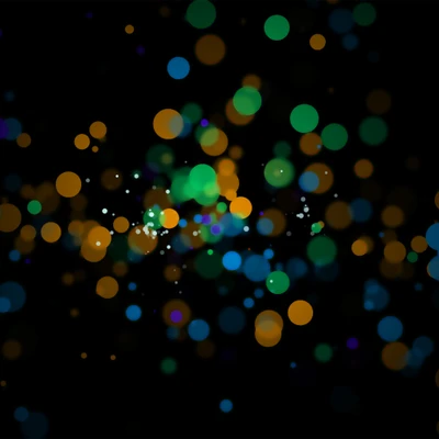 Minimalist Abstract Bokeh in Green and Orange on Black