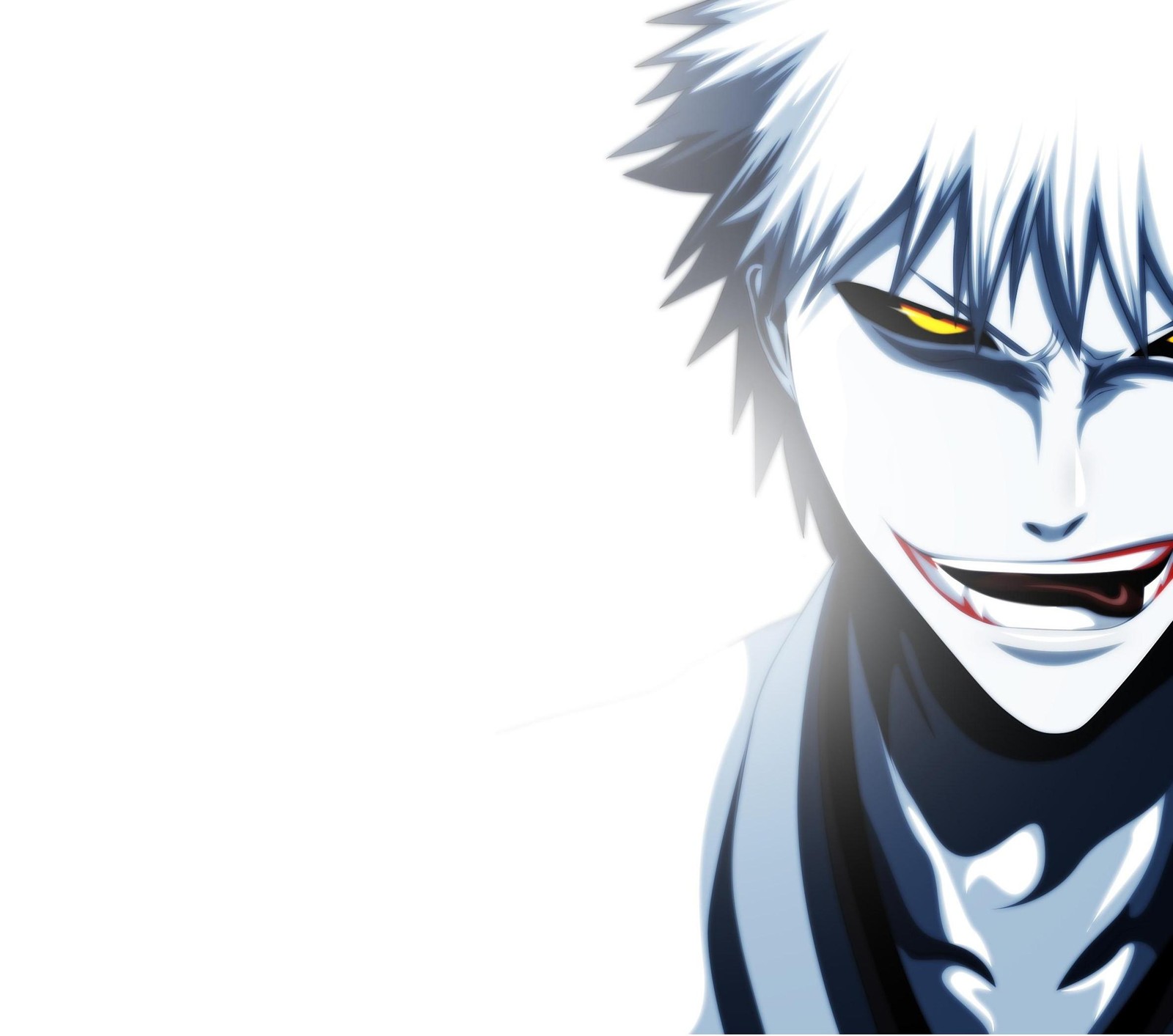 Anime, bleach, yeux, cheveux blancs, yeux noirs, blanc (bleach, creux, ichigo, kurosaki)