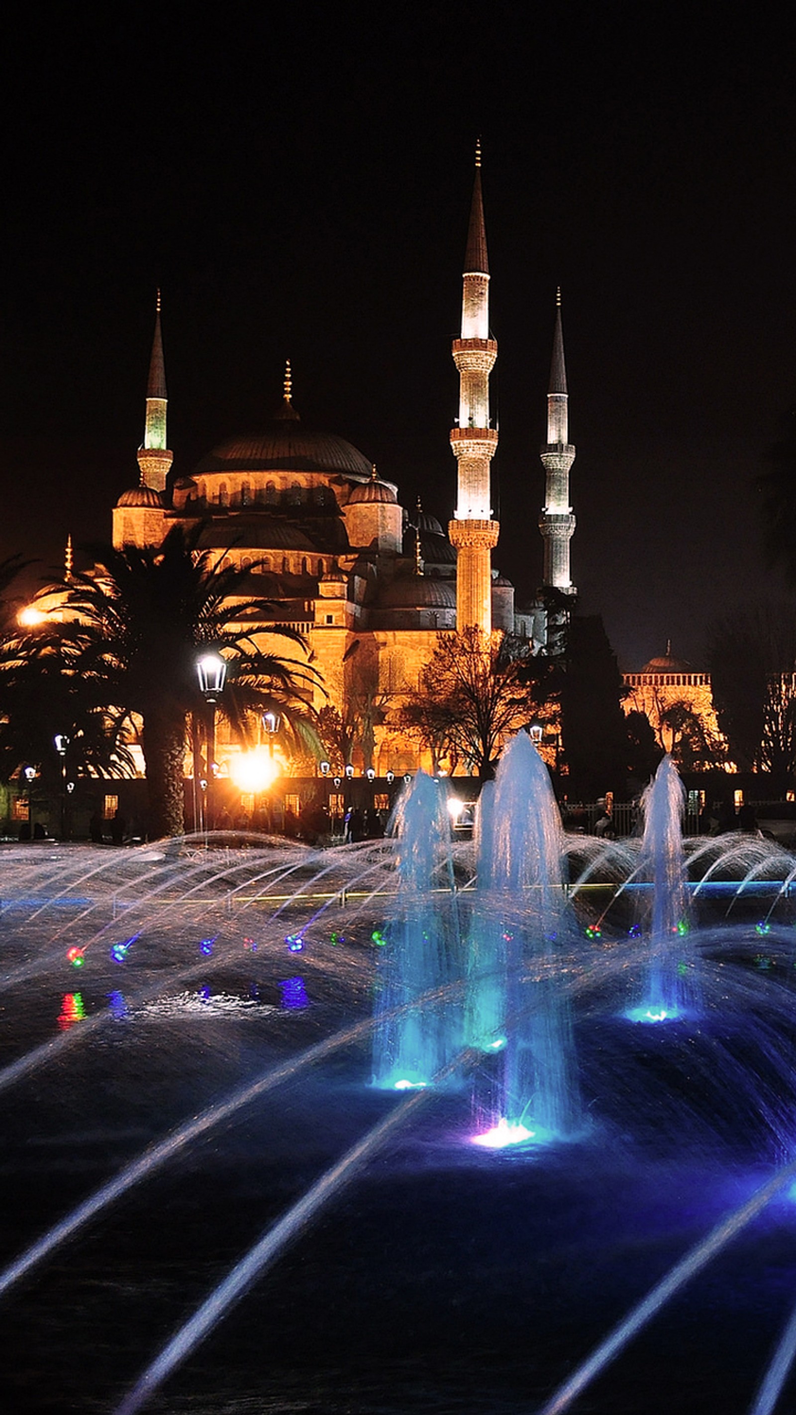 Téléchargez le fond d'écran fontaine, nuit, ville