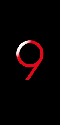 Fette rote Nummer 9 auf schwarzem Hintergrund, symbolisiert das Samsung S9.