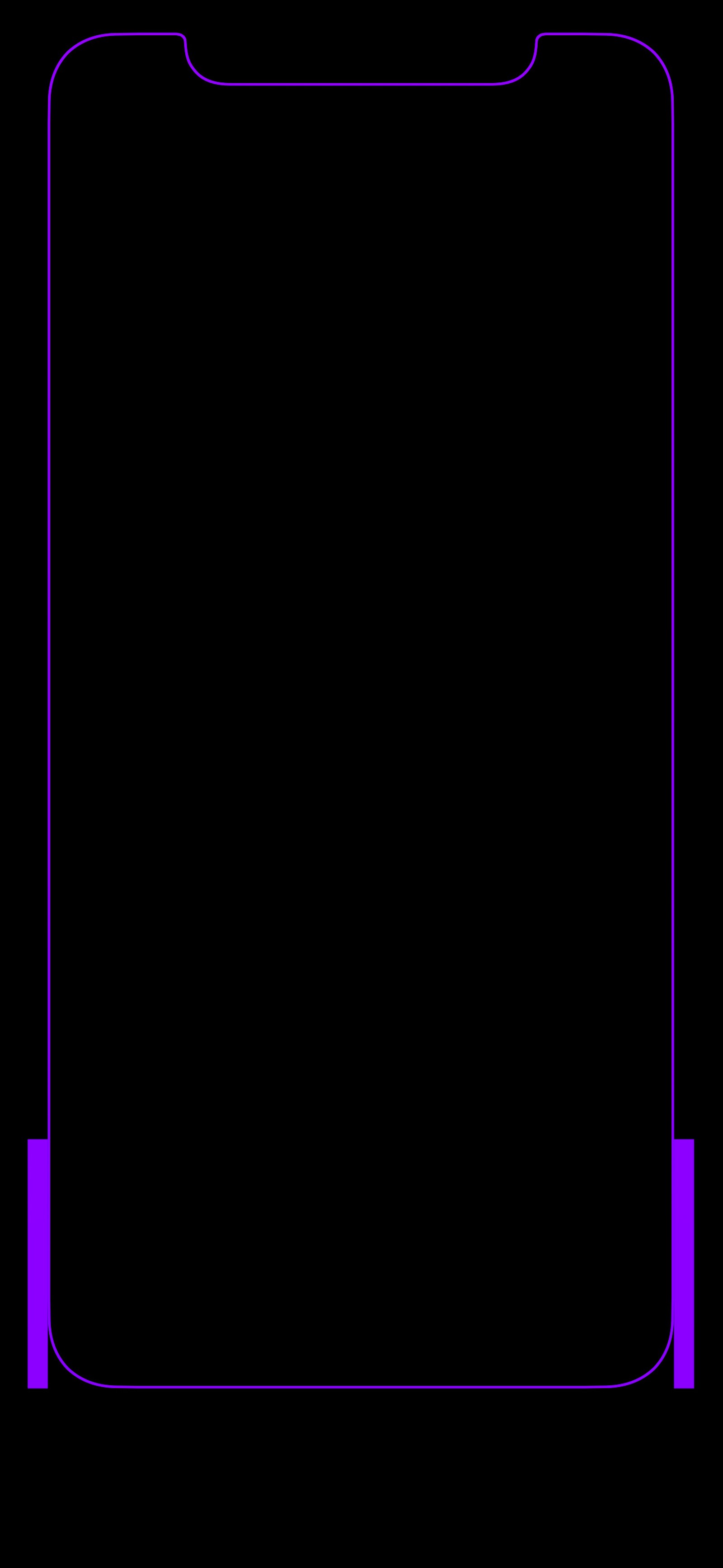 Purple square frame with a purple border on a black background (black, border, edge, iphonex, purple)