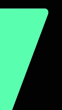 Abstract geometric design featuring a vibrant mint green shape against a solid black background, perfect for Samsung Note and S series wallpapers.