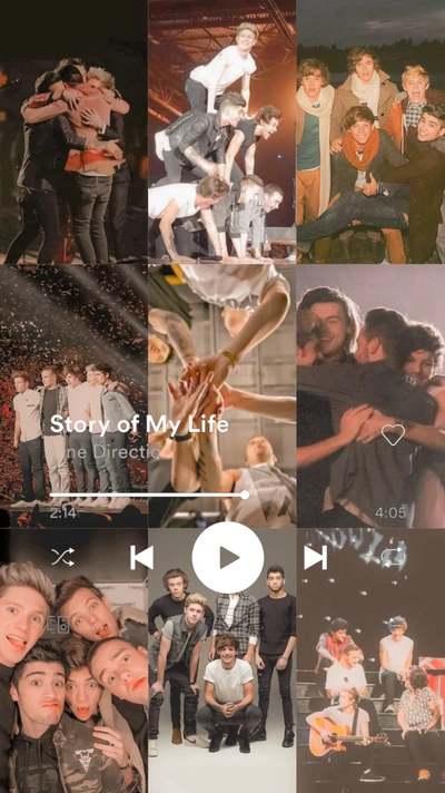 Eine nostalgische Collage von One Direction-Momenten, die Live-Auftritte, Fan-Interaktionen und Kameradschaft hinter den Kulissen zeigt und das Wesen von "Story of My Life" einfängt.