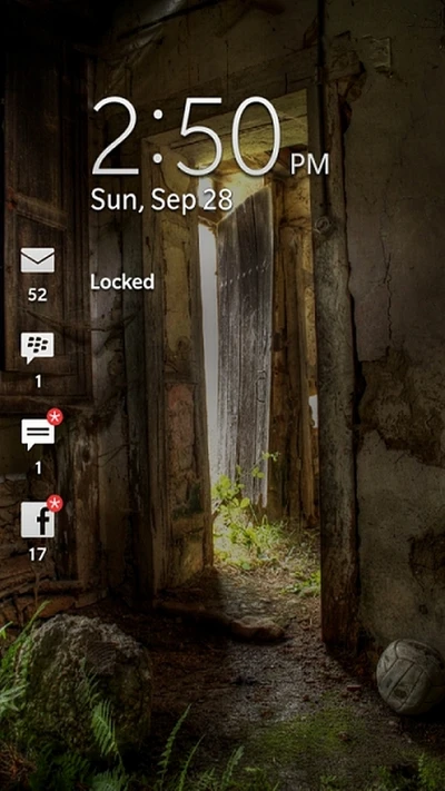 Locked Screen with Nature Background and Notifications