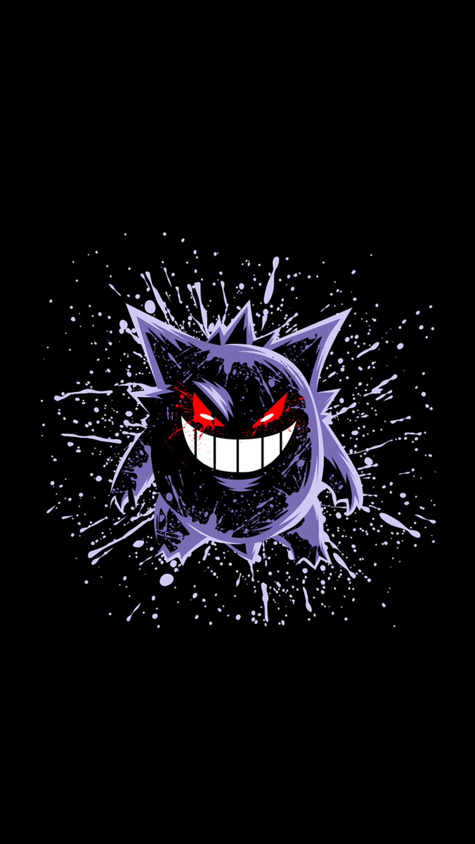 Крупный план обоев покемонов на черном фоне (amoled, генгар, gengar, минимализм, pokemon)