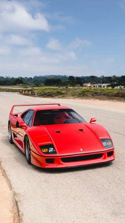 Iconic Red Ferrari F40: A Classic Hypercar on the Open Road