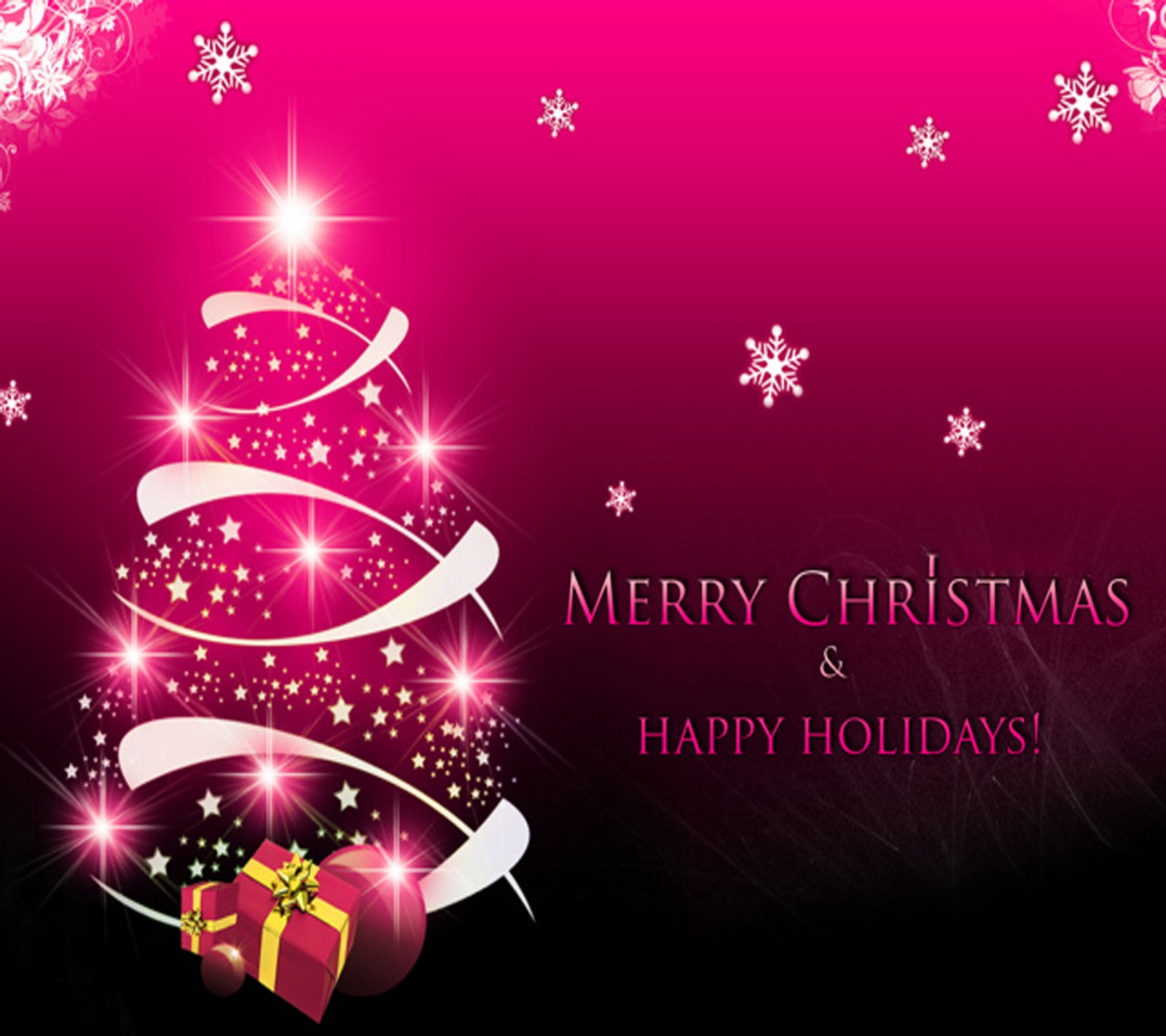 Merry christmas and happy holidays greeting card with a christmas tree (christmas, wallpaper)