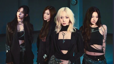 Aespa: The Dynamic K-Pop Girl Group Featuring Winter, Ningning, Giselle, and Karina in a Bold Visual Showcase.