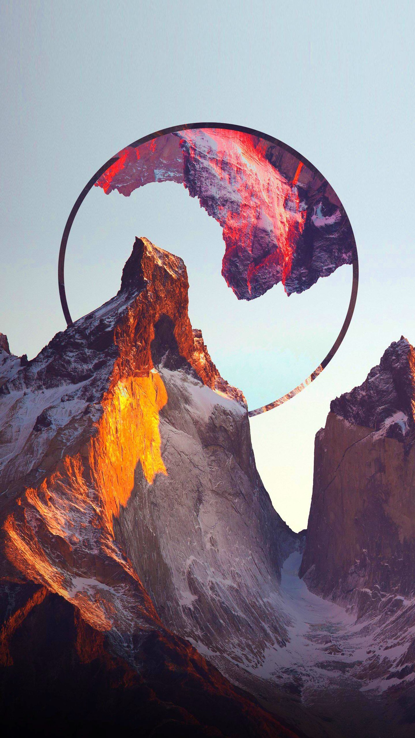 Mountains with a circular sculpture in the middle of them (torres del paine national park, yosemite national park, los glaciares national park, national park, nature)