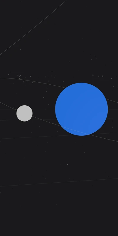 Electric Blue Sphere and Grey Circle: Celestial Bodies in Space