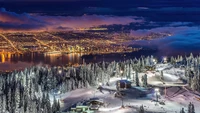 stadt, nacht, himmel, landschaft, vancouver