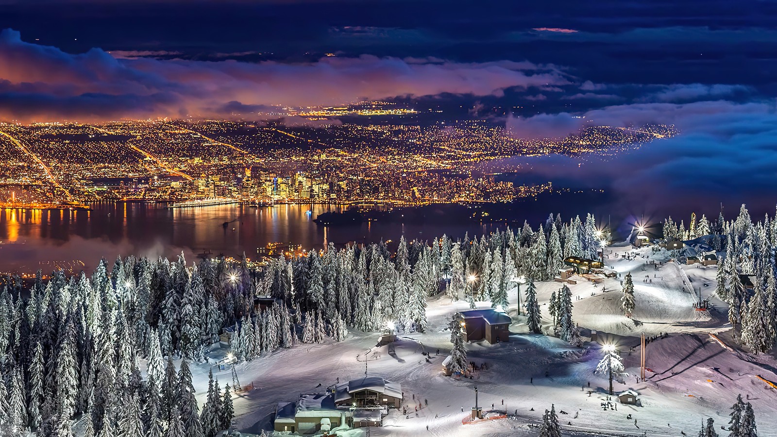 city, night, sky, scenery, vancouver Download Wallpaper