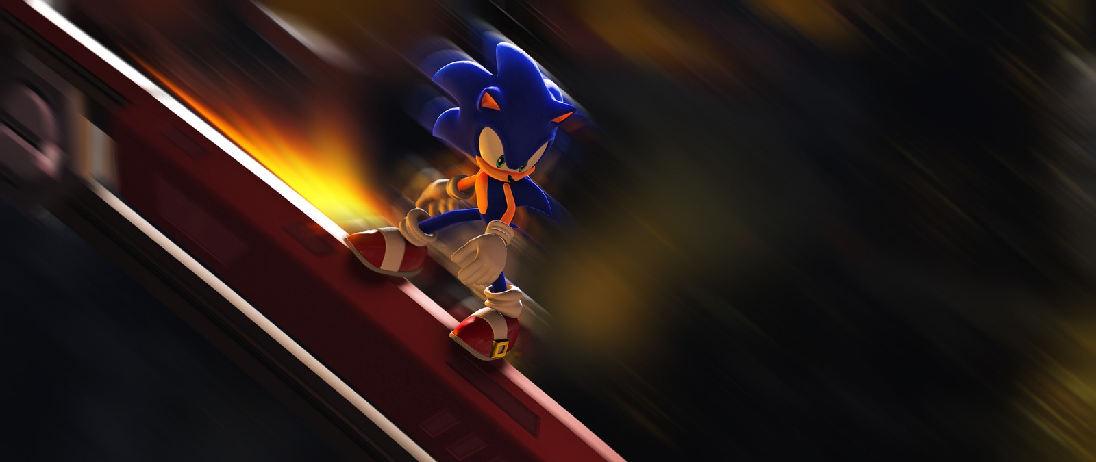 Sonic le hérisson courant sur une rampe rouge (lumière, personnage fictif, jeux vidéo, ciel, nuit)