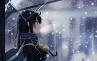 anime, darkness, fictional character, sky, winter wallpaper