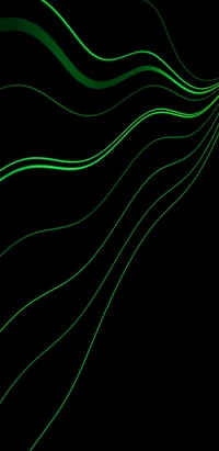 Dynamic Green Wave Lines on Black Background