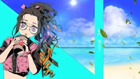 Nezuko Kamado disfrutando de un día de playa