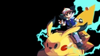 Art anime dynamique d'Ash Ketchum et Pikachu au milieu de l'énergie électrique