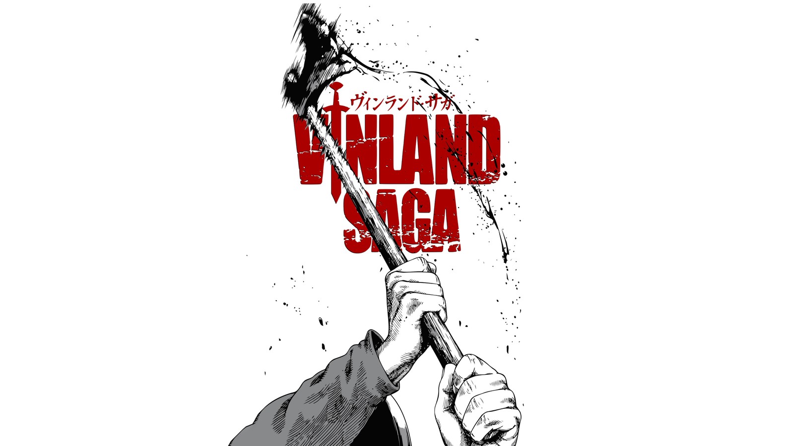 Un gros plan d'une personne tenant un couteau dans sa main (vinland saga, minimaliste, 5k, noir et blanc, fond blanc)