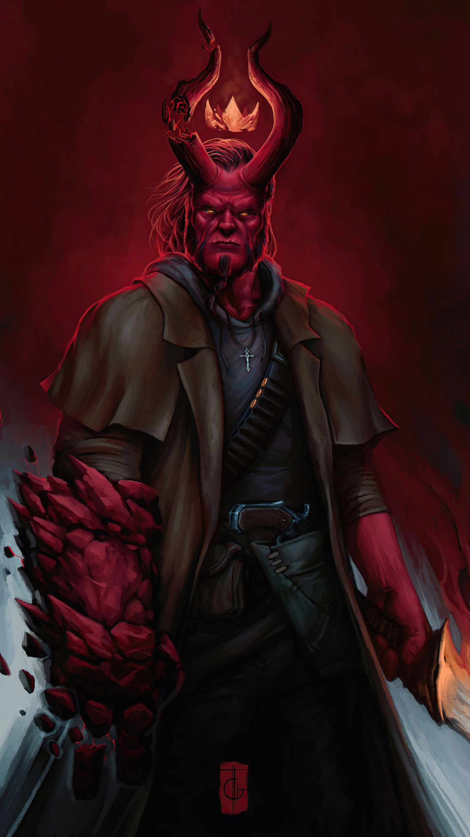 Скачать обои хеллбой, hellboy, искусство, комиксы, цифровое искусство