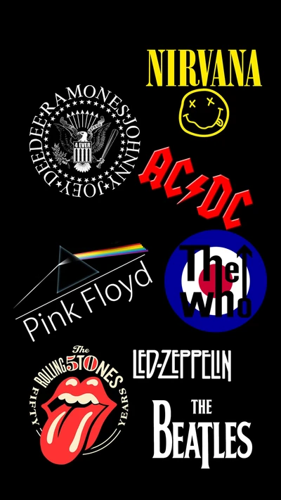 Leyendas del rock clásico: Logos icónicos de bandas de la era dorada de la música