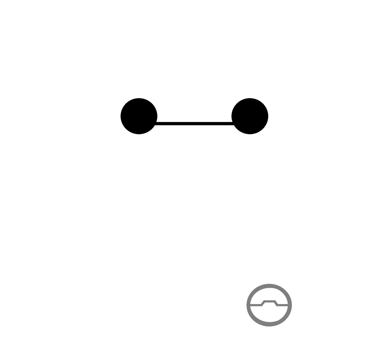 There is a black and white picture of a face with a nose (baymax, big hero 6, minimal)