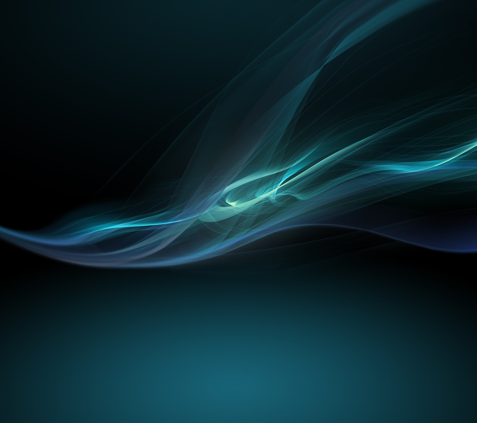 Abstract blue and green background with a curved wave (blue, origin)