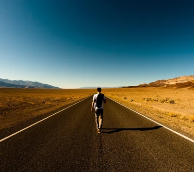 alone, deser, road, sky, walk