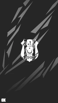 Logo de Beşiktaş JK sobre fondo negro abstracto