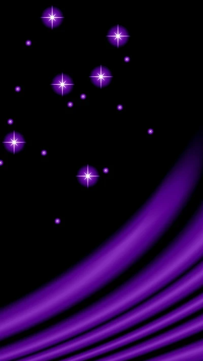 Colorful Purple Waves with Sparkling Stars