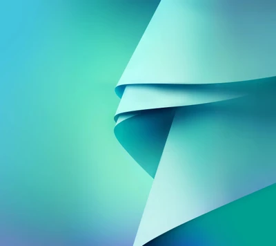 Abstract Teal Waves with Soft Curves