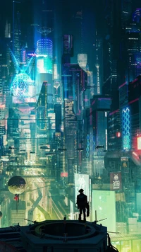 Corredor de neón en un paisaje urbano de Tokio inspirado en Blade Runner