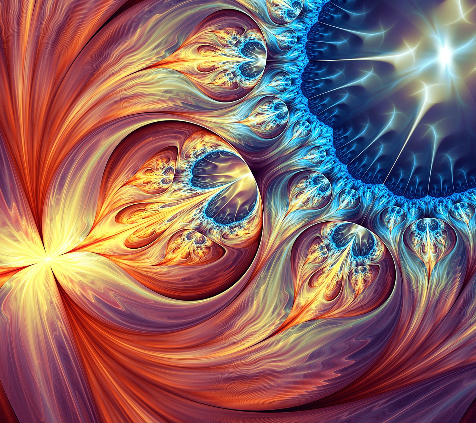 Um close de uma imagem gerada por computador de uma espiral (abstrato, arte, fractal)