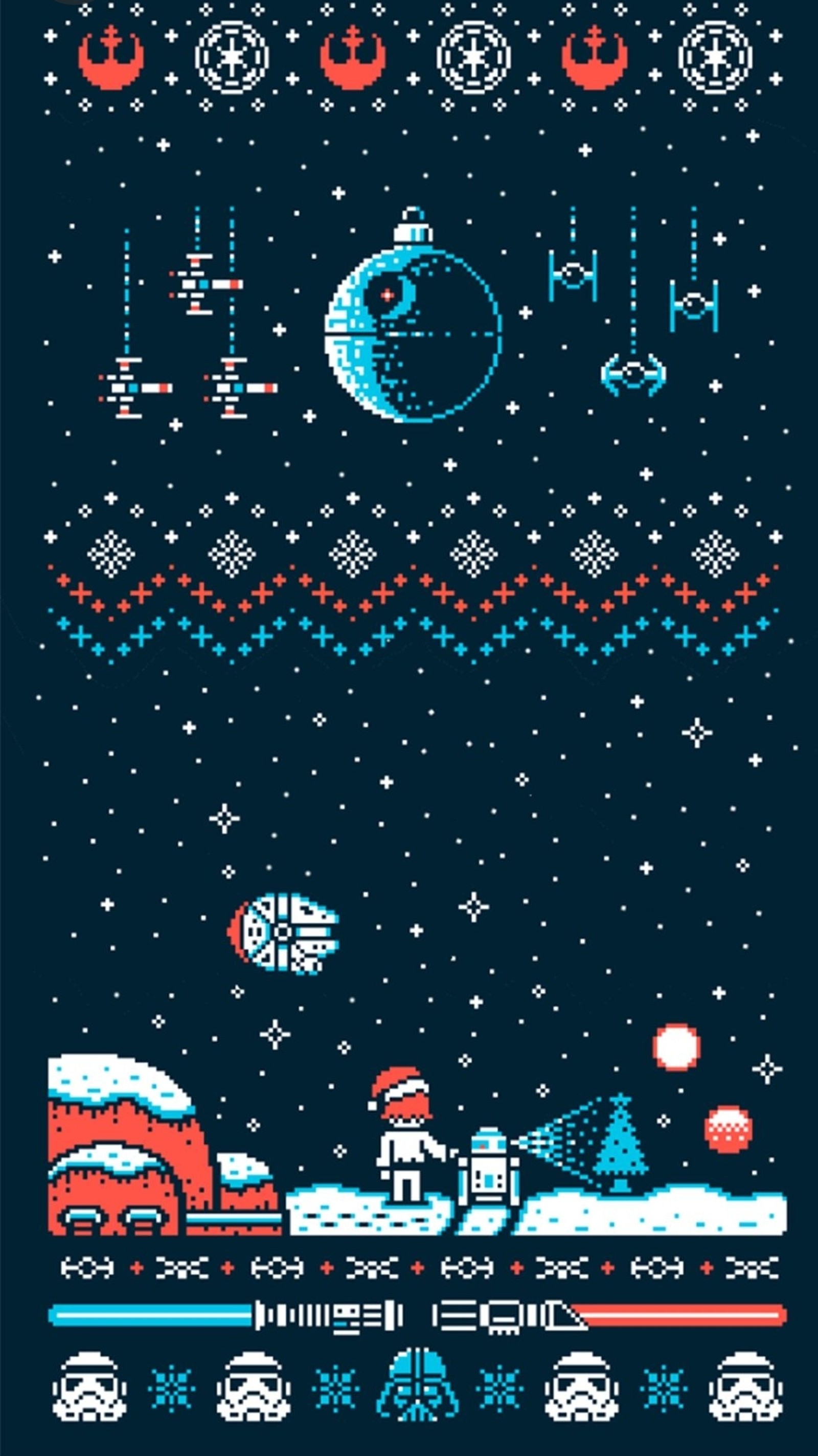 Téléchargez le fond d'écran star wars, noël, ugly sweater, motif, r2d2