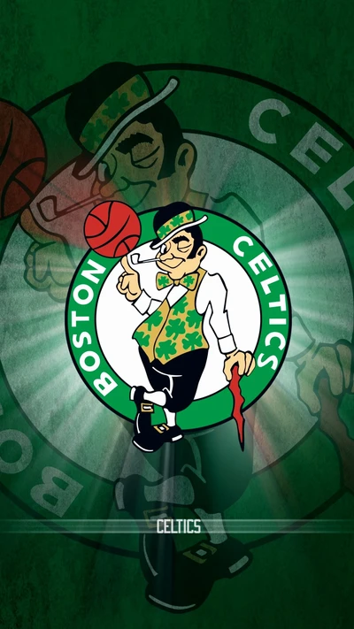 Logotipo do Boston Celtics apresentando o icônico personagem leprechaun com uma bola de basquete