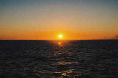 Tranquil Sunset Over the Calm Ocean Horizon