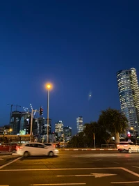 road, street light, tower block, urban area, building