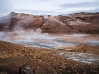 Rustic Icelandic Highland with Geothermal Activity and Dramatic Rock Formations