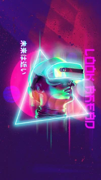 Futuristic Neon Portrait: Embracing Virtual Reality