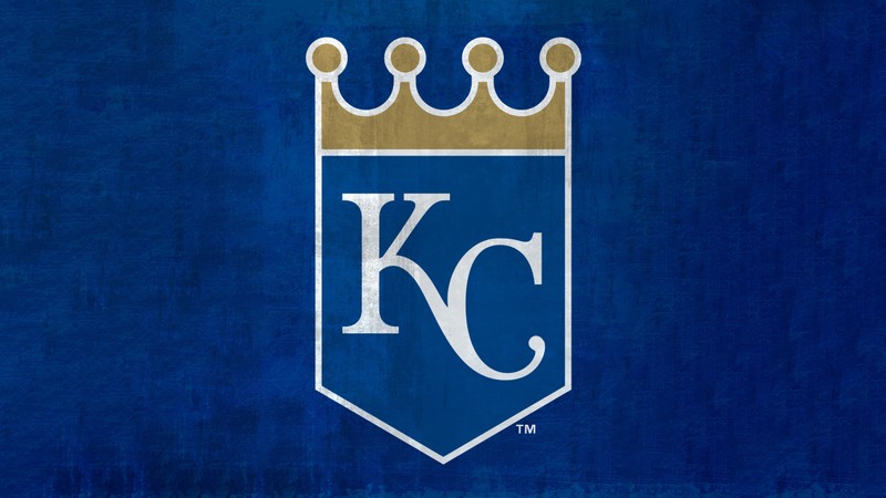 Логотип kansas royals на синем фоне (kansas city royals, бейсбольная команда, майор лига бейсбола mlb, 5k, синий фон)