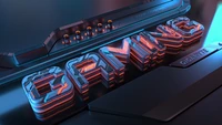 Logotipo de jogos Gigabyte AORUS inspirado no cyberpunk em tipografia neon